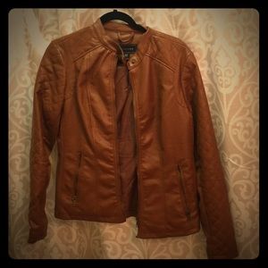 Faux tan leather jacket